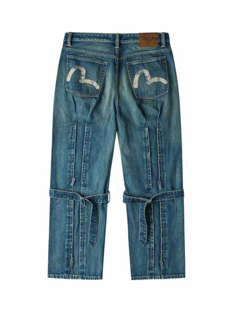 EVISU Washed Bondage Jeans