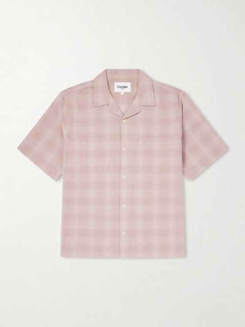 Corridor Convertible-Collar Checked Cotton and Linen-Blend Shirt