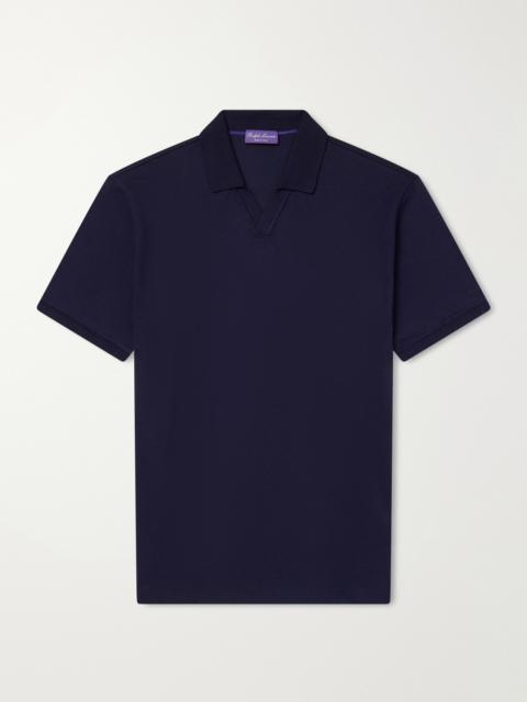 Ralph Lauren Johnny-Collar Cotton and Cashmere-Blend Piqué Polo Shirt