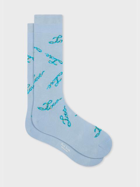 Paul Smith Sky Blue 'Love' Socks