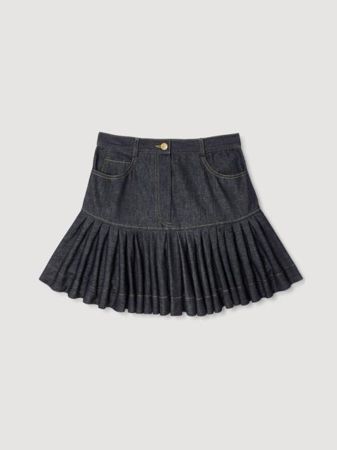 Sandro MINI DENIM RUFFLED SKIRT