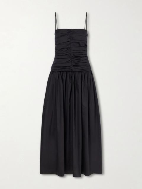 TOVE Amina gathered organic cotton dress Black