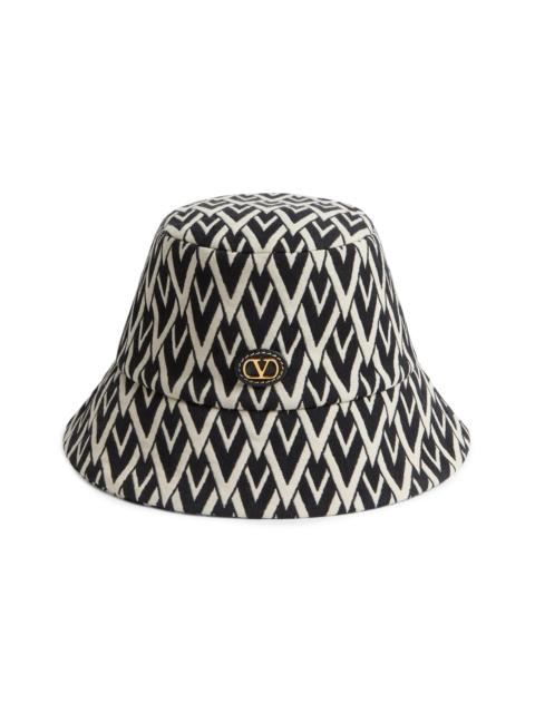 Valentino Women's Bucket Hat Toute La V in Wool - Black Ivory