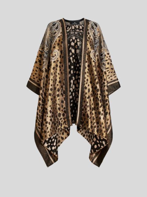 Etro CHEETAH CAPE WITH BUTTERFLY DESIGN