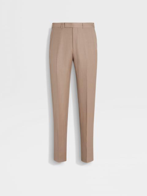 ZEGNA LIGHT BEIGE CENTOVENTIMILA WOOL AND LINEN PANTS
