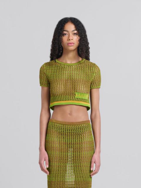 Marni GREEN ORGANIC COTTON NET T-SHIRT