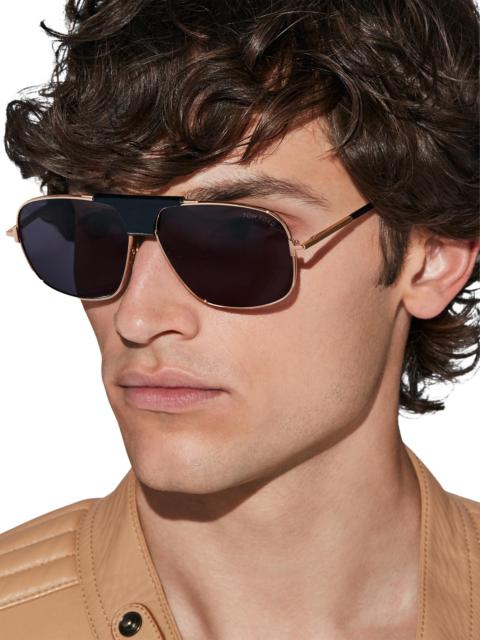 TOM FORD Men's 62MM Navigator Sunglasses - Rose Gold Black Smoke