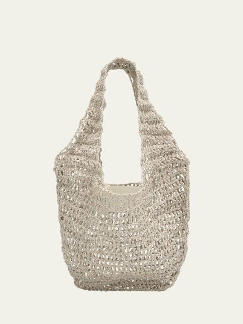 Maeden Crochet Market Shoulder Bag in Nappa Leather