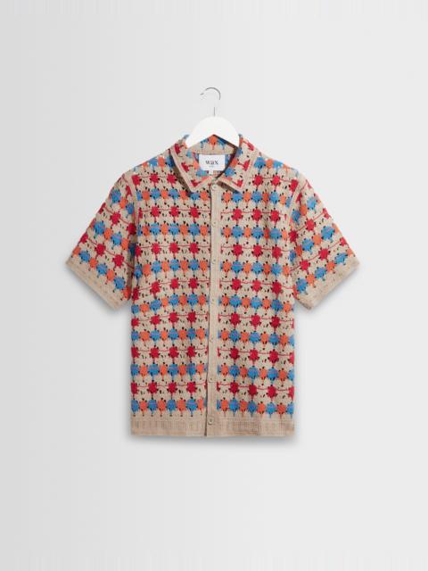 Wax London Porto - Multicolour Splash Crochet Shirt