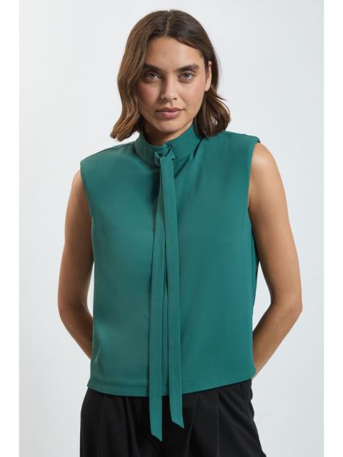 KAREN MILLEN Strong Shoulder Tie Front Sleeveless Top