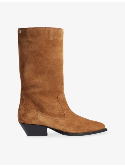 Sandro Western Knee-High Suede Boots