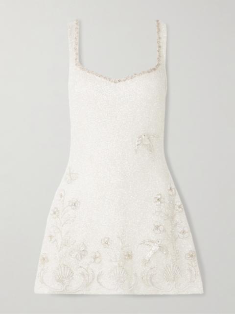 CLIO PEPPIATT Snowdrop Embellished Beaded Stretch-tulle Mini Dress