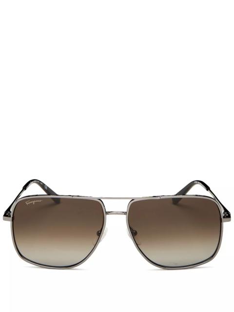 FERRAGAMO Brow Bar Aviator Sunglasses, 60mm