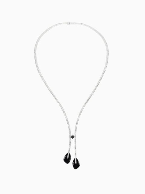 GIORGIO ARMANI 18K WHITE-GOLD, DIAMOND-AND-ONYX SÌ NECKLACE