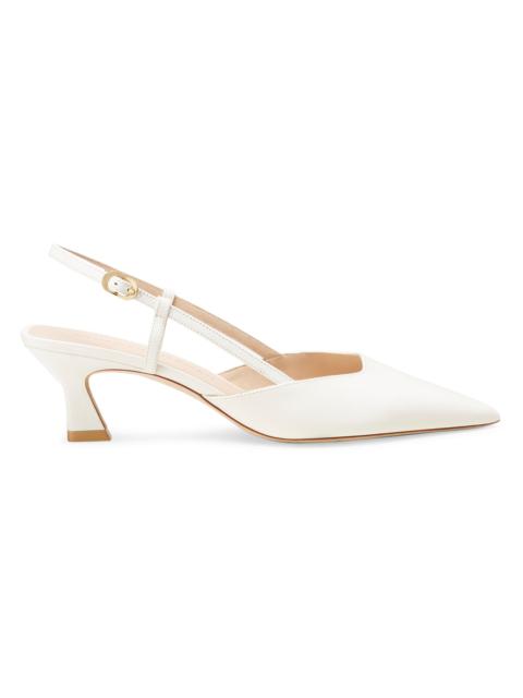 Stuart Weitzman Women's Vinnie 50MM Leather Slingback Pumps - Cream