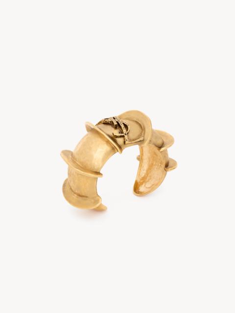 SAINT LAURENT CASSANDRE CATERPILLAR CUFF IN METAL