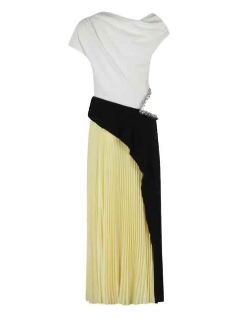 SIMKHAI Andromeda pleated crystal-embellished midi dress
