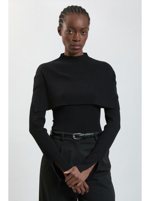 KAREN MILLEN Viscose Blend Ribbed Removable Cape Detail Jumper