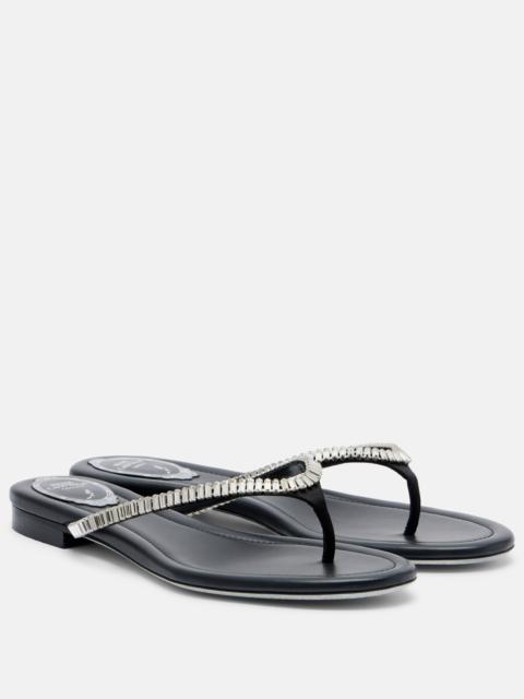 RENE CAOVILLA Embellished satin thong sandals