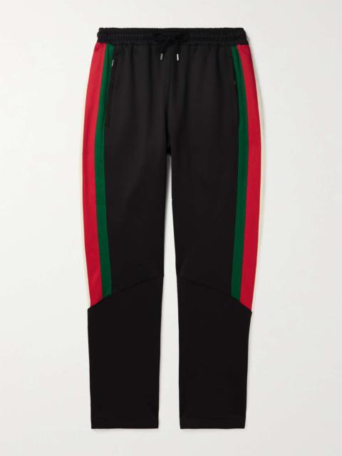 GUCCI Straight-Leg Striped Webbing-Trimmed Jersey Sweatpants