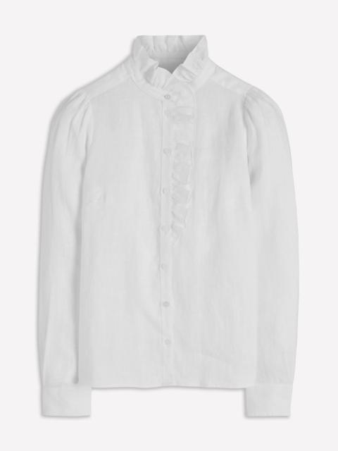 BODEN Isabel Ruffle Linen Shirt-White