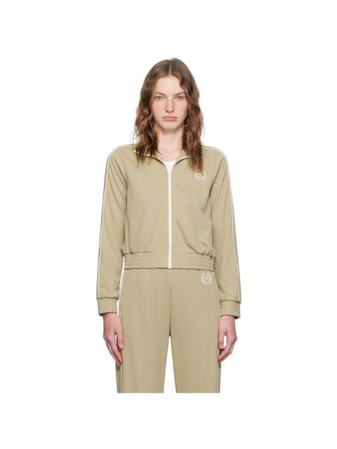 Sporty & Rich Beige Golf Embroidered Track Jacket