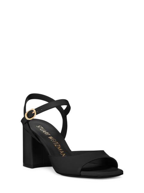 Stuart Weitzman Tia 75 Block Sandal in Black /Black