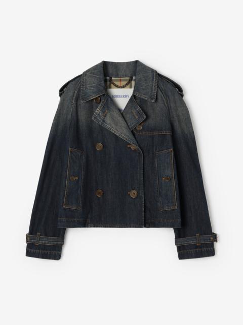 Burberry Cropped Denim Mayfair Trench Jacket
