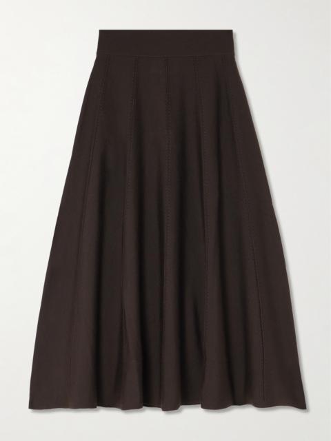 TWP Willow Paneled Ribbed Wool-blend Midi Skirt