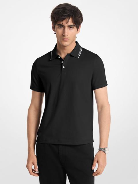 MICHAEL KORS Logo Trim Cotton Jersey Polo Shirt
