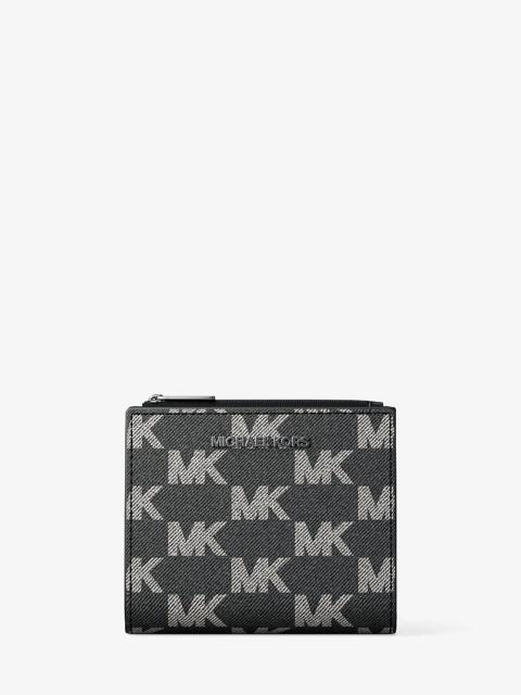MICHAEL KORS Cooper Medium Logo Jacquard Denim Zip Wallet