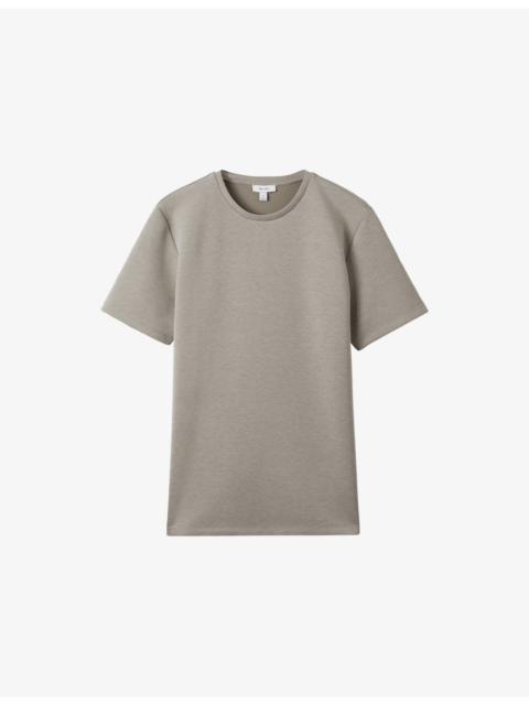REISS Bradley stitched-trim stretch woven-blend T-shirt