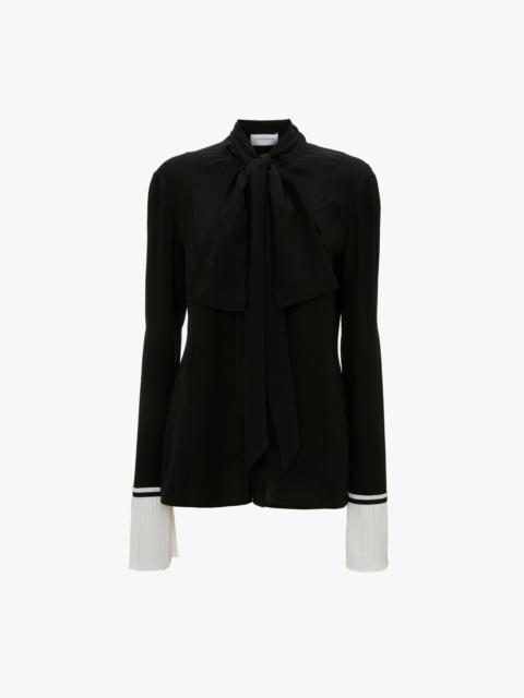 Pleat Cuff Blouse In Black