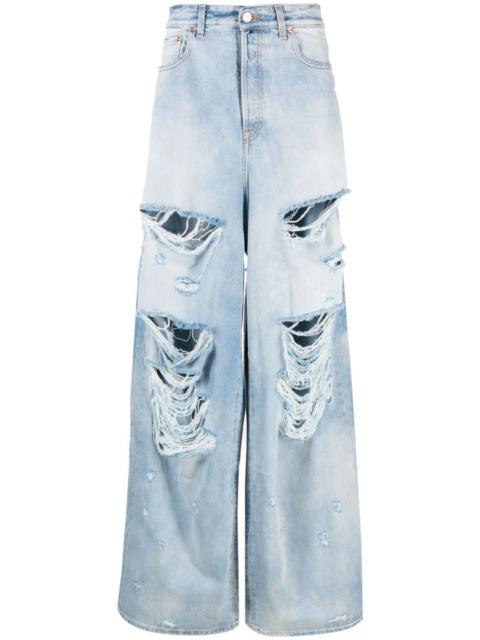 VETEMENTS distressed wide-leg jeans