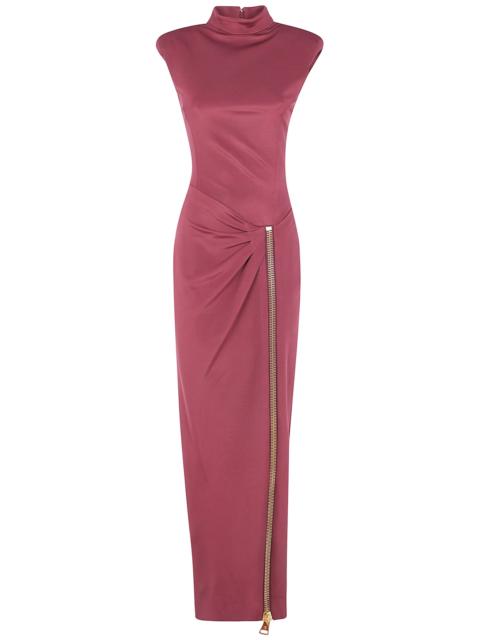 Balmain Dress Long Slit Zipped Compact Jersey