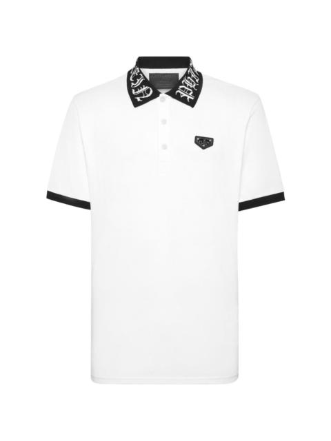 logo-plaque cotton polo shirt