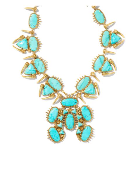 KENDRA SCOTT Odessa Vintage Gold Statement Necklace in Variegated Turquoise Magnesite
