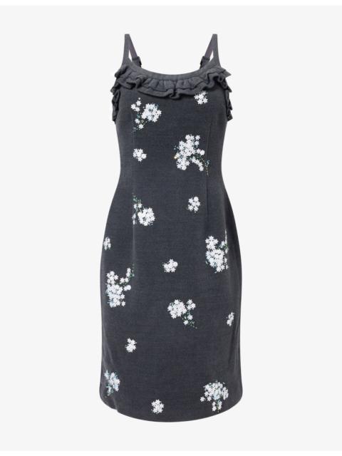 SHUSHU/TONG Sequin-Embellished Cami-Strap Wool-Blend Midi Dress