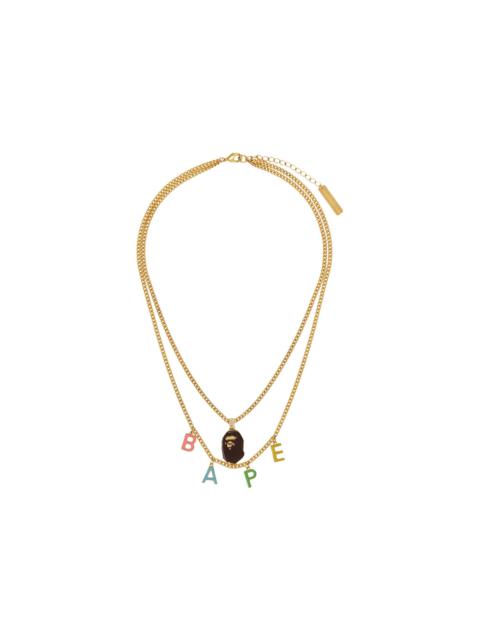 A BATHING APE® BAPE Ape Head Double Chain Necklace 'Gold'