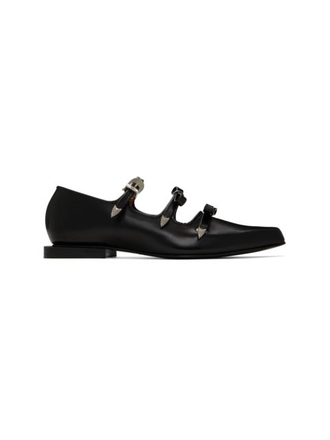 TOGA PULLA Black Pointed Toe Ribbon Ballerina Flats