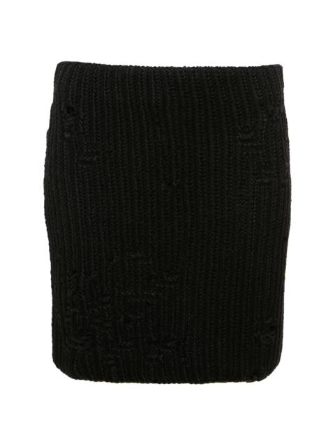 distressed knitted mini skirt