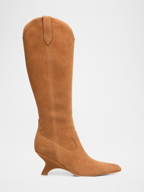 SIMKHAI Shadow Suede Western Knee Boots