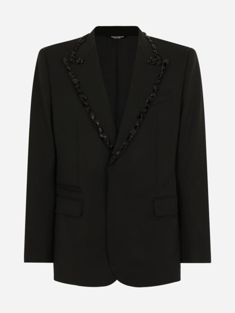 Sicilia single-breasted tuxedo jacket with rhinestones
