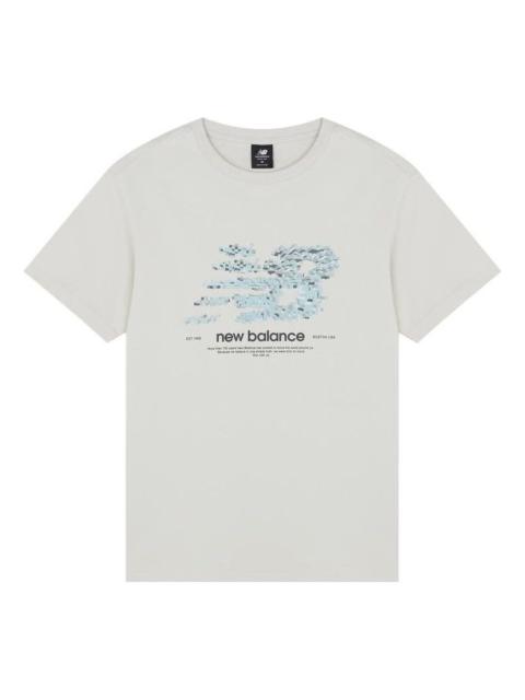 New Balance Logo Casual Tee 'Beige Blue' AMT22388-CFO