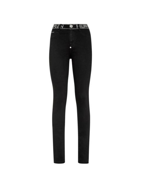 PHILIPP PLEIN crystal-embellished high-waist jeans