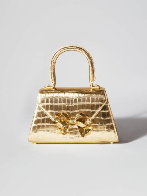 self-portrait Gold Croc Bow Mini Envelope Bag