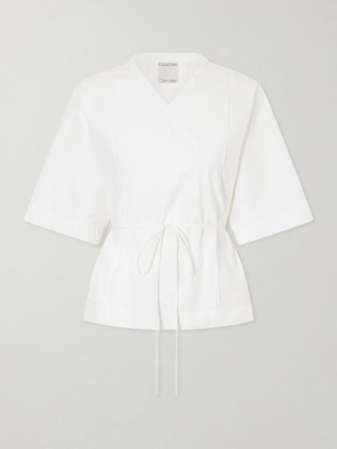 Calvin Klein Collection Lynn Cotton-poplin Wrap Blouse