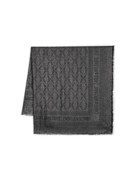 Châle Zadig & Voltaire Vintage En Polyester - Noir Et Blanc, 135x135 Cm, Occasion