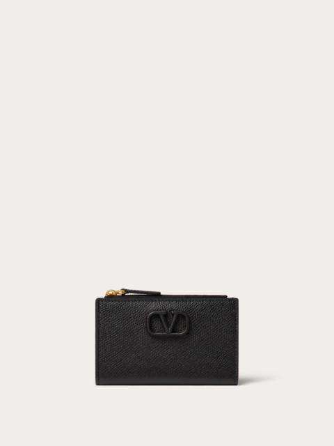 Valentino VLOGO SIGNATURE GRAINY CALFSKIN CARDHOLDER WTH ZIPPER