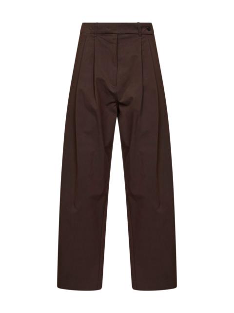 CO Chocolate cotton twill wide-leg pleated trousers